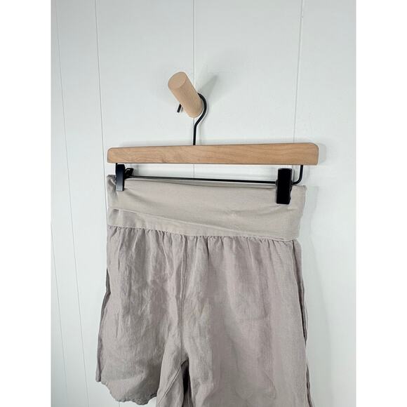 Sundance Linen Fold Over Shorts Size Small Gray Lagenlook Minimalist - Picture 4 of 8